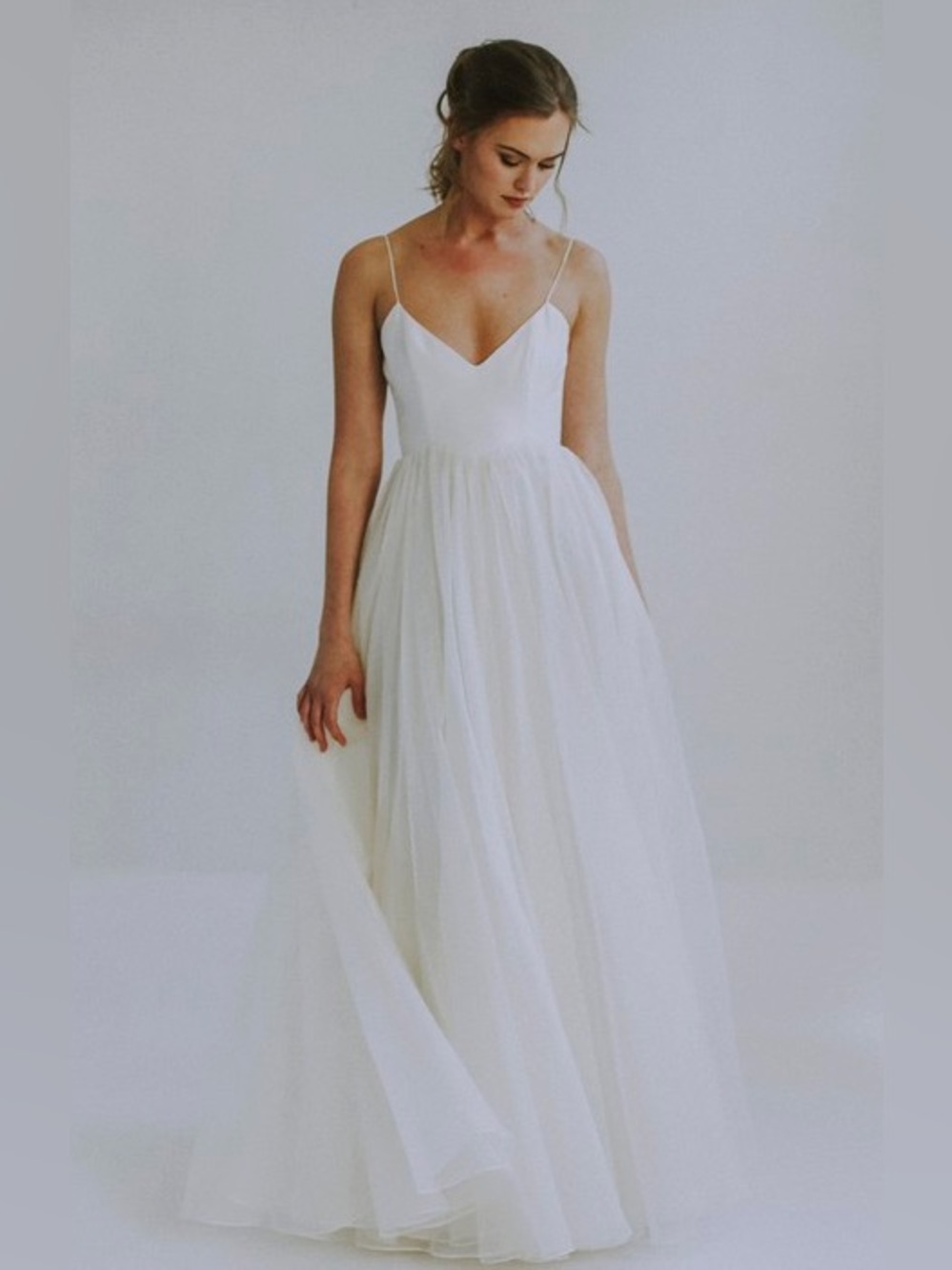 A-line Spaghetti Straps Sexy Wedding Dress With Tulle, size 4